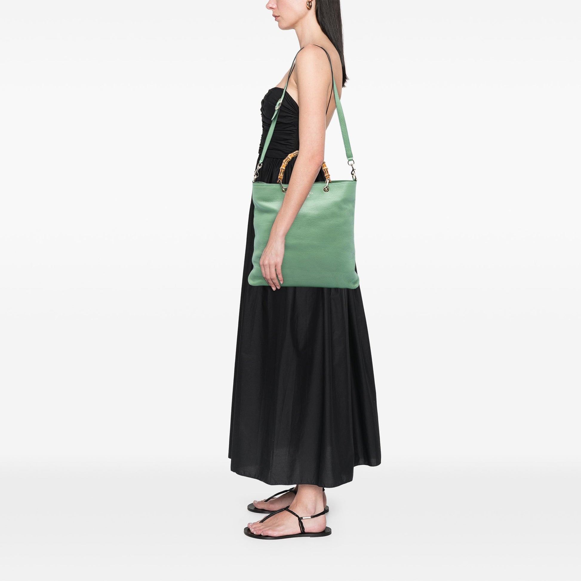 Gucci Tall Calfskin Bamboo Shopper Tote