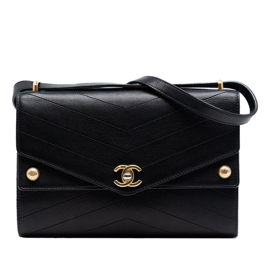 CC Chevron Calfskin Casual Trip Flap
