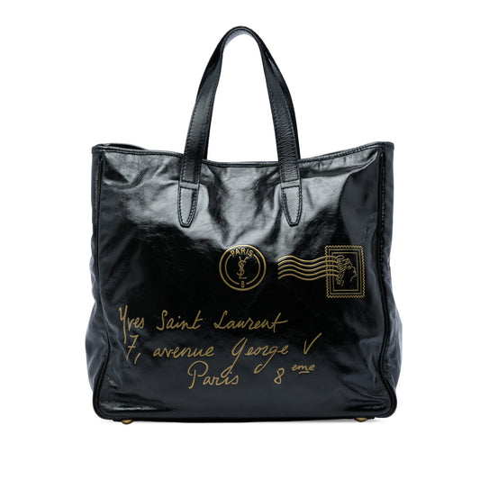 Saint Laurent Large Textured Patent Y Mail Tote
