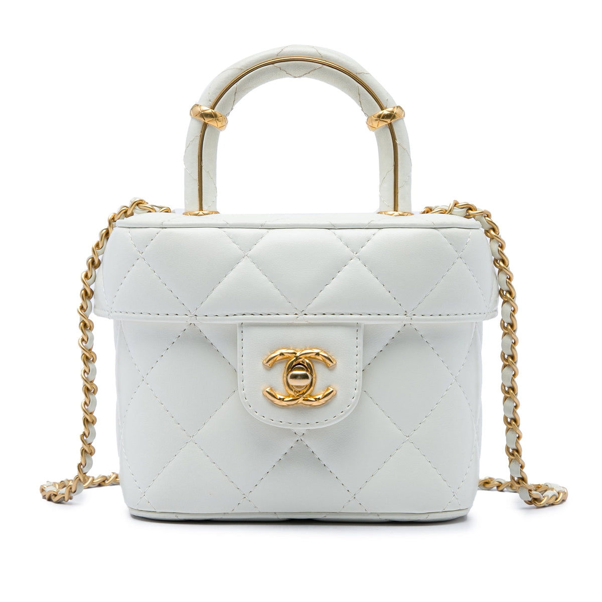 Chanel Mini CC Quilted Lambskin Vanity Top Handle Cosmetic Case