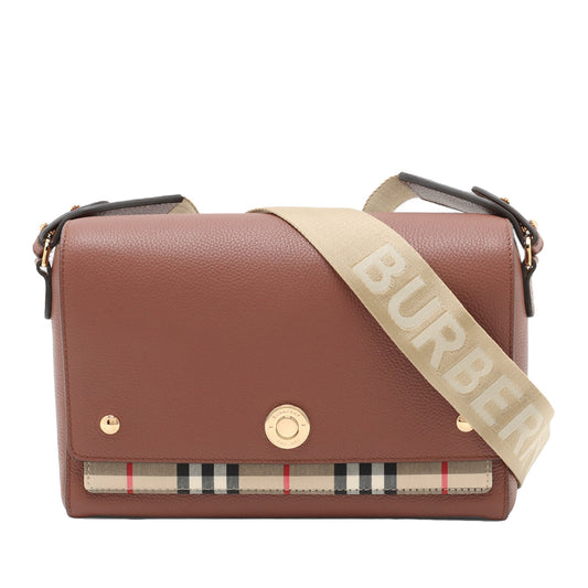 Burberry Leather and House Check Canvas Note Crossbody