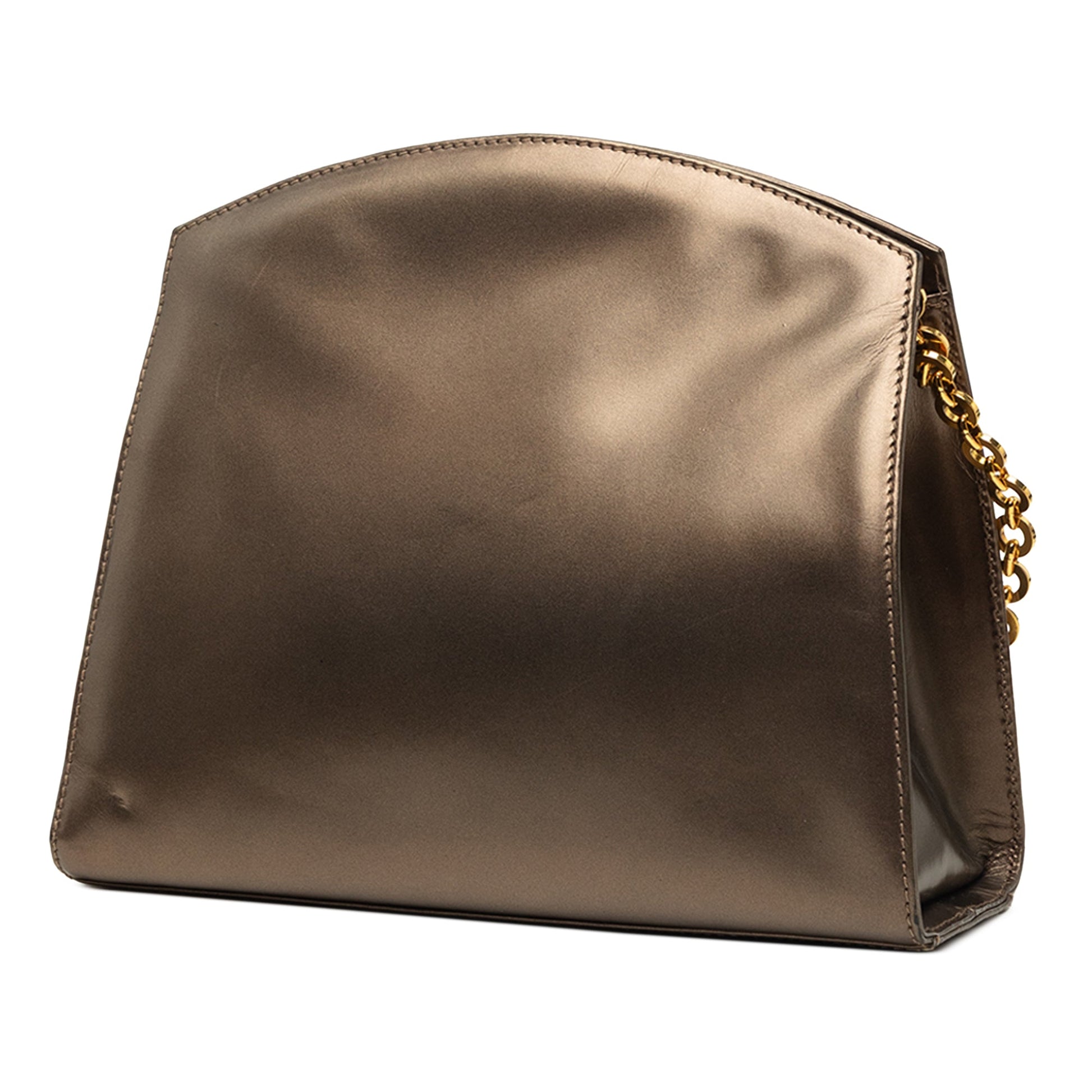 Ferragamo Metallic Calfskin Chain Shoulder Bag