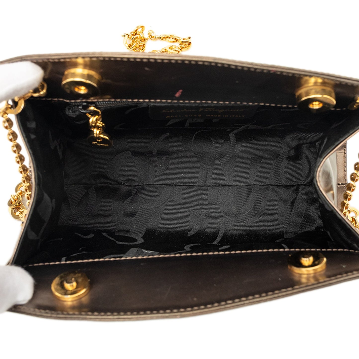 Ferragamo Metallic Calfskin Chain Shoulder Bag