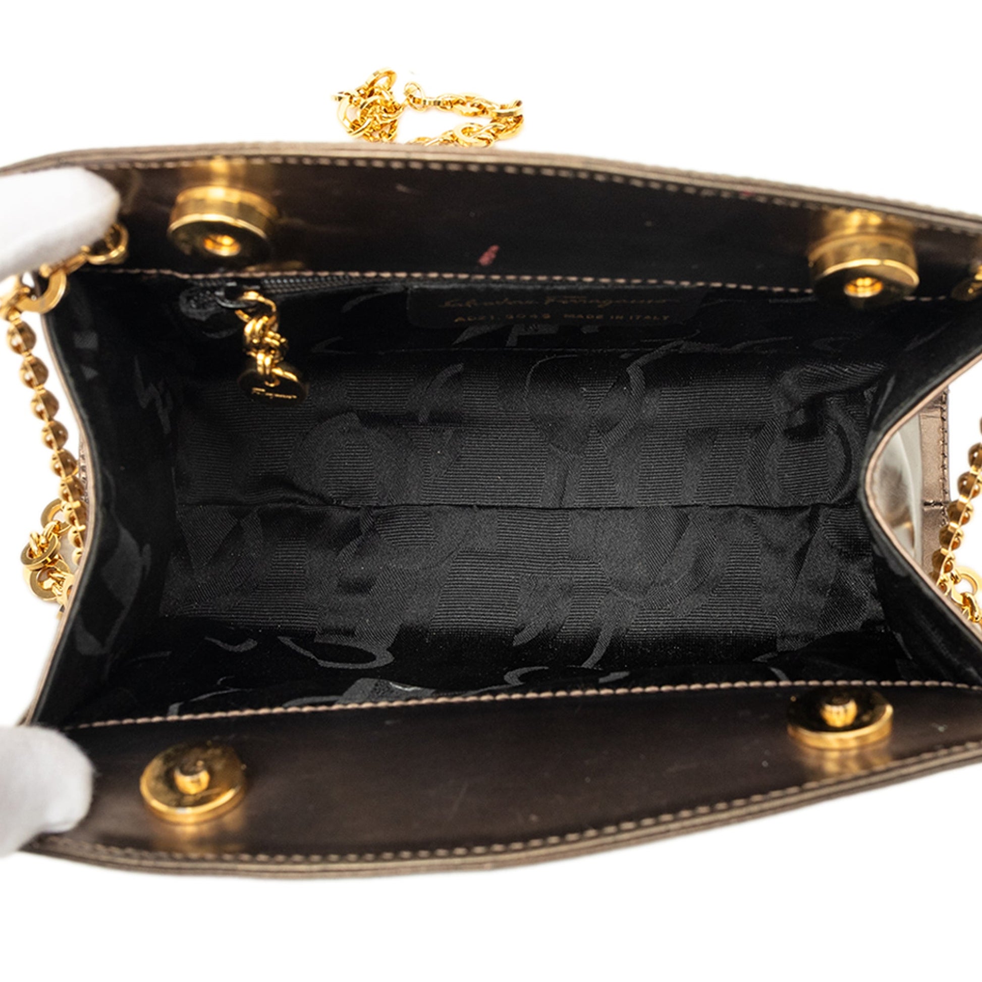 Ferragamo Metallic Calfskin Chain Shoulder Bag