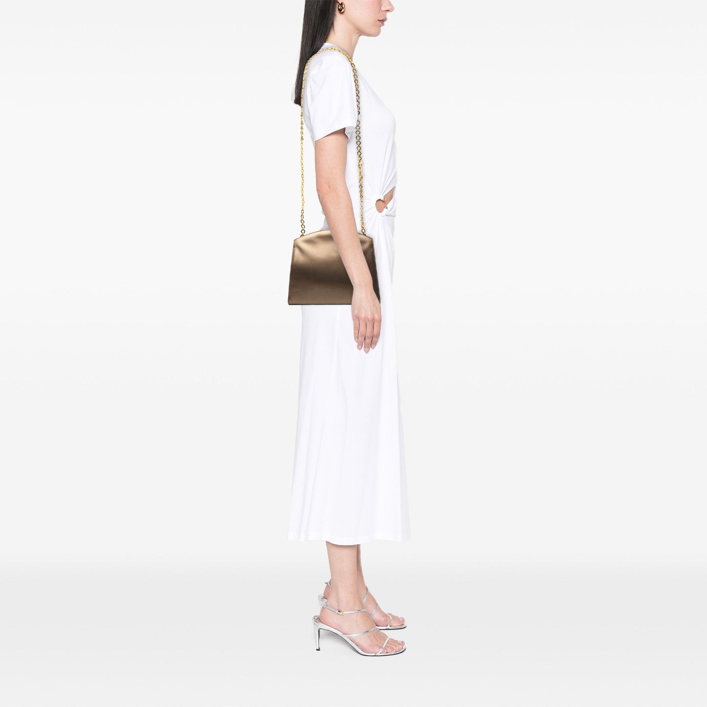 Ferragamo Metallic Calfskin Chain Shoulder Bag