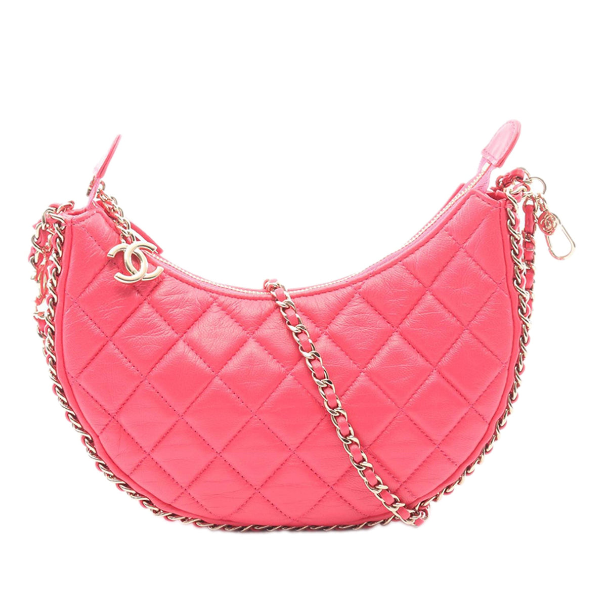 Chanel Small Quilted Lambskin Chain Around Hook Hobo Bag