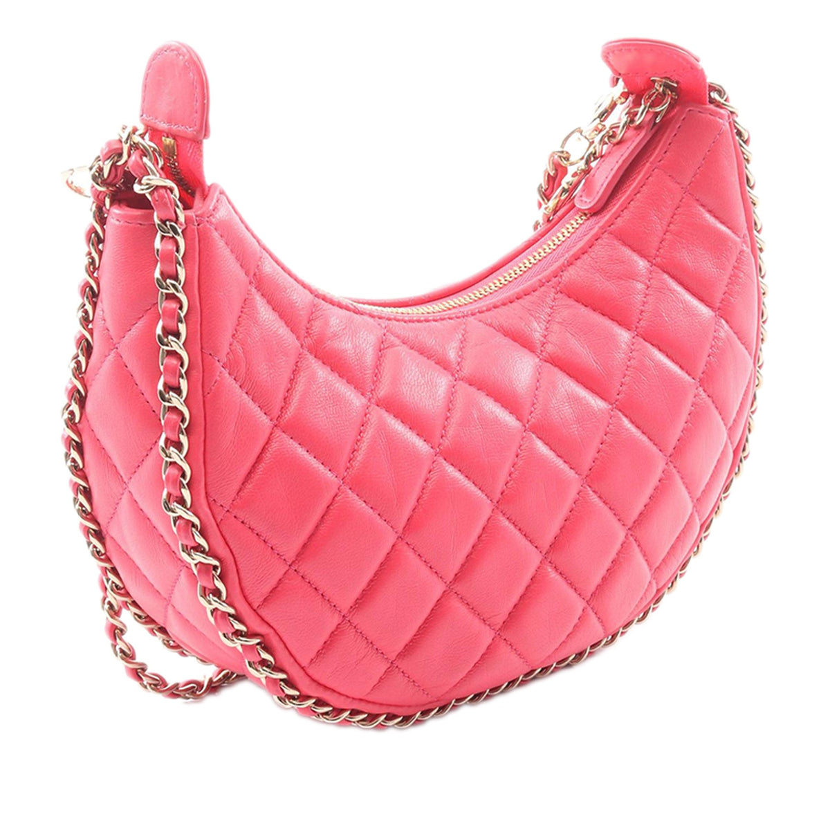 Chanel Small Quilted Lambskin Chain Around Hook Hobo Bag