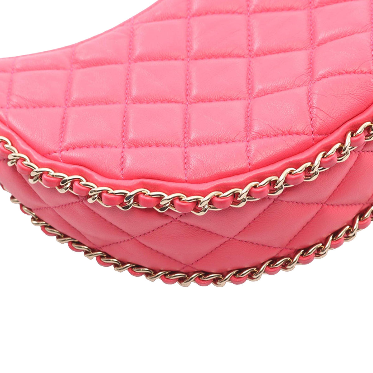 Chanel Small Quilted Lambskin Chain Around Hook Hobo Bag
