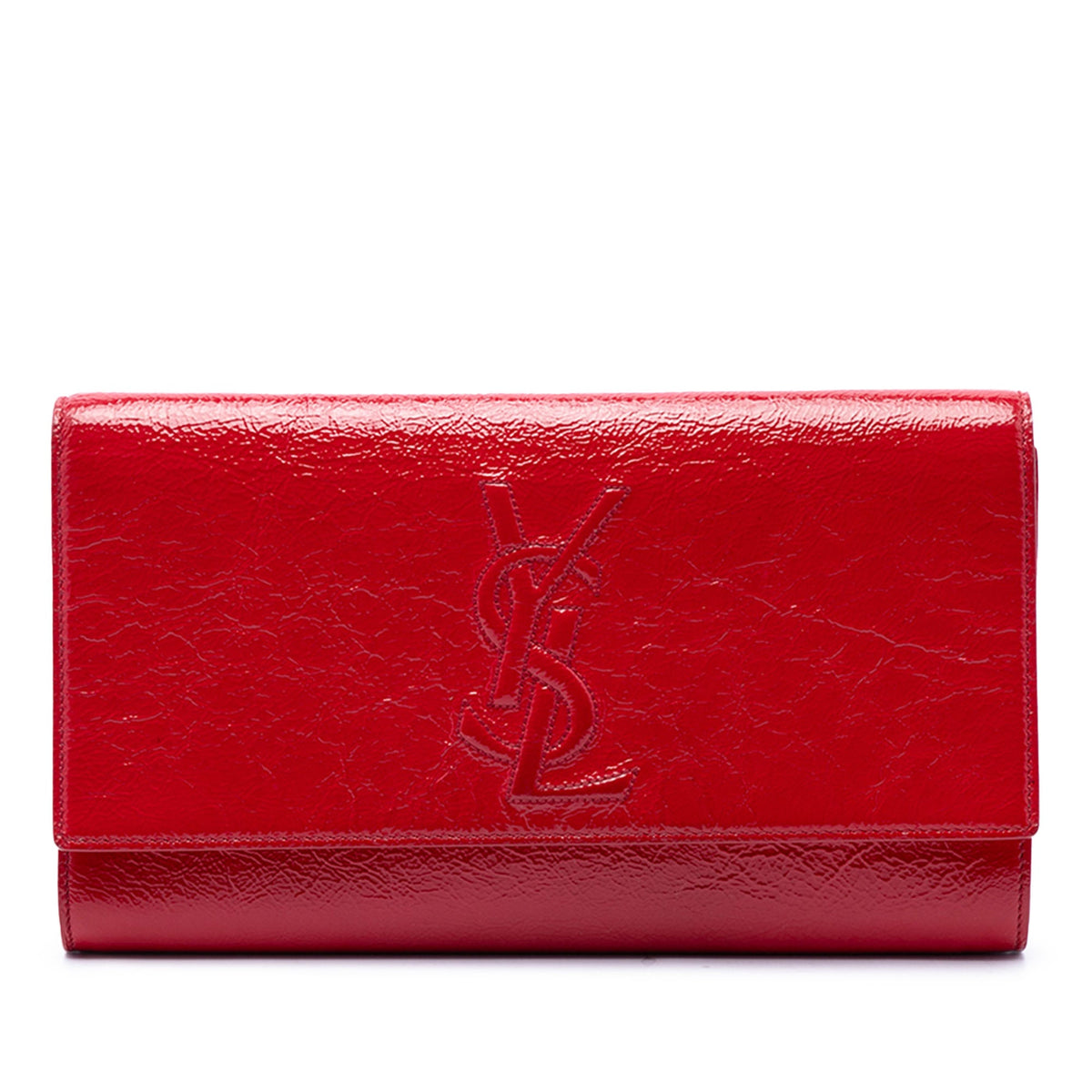 Saint Laurent Large Textured Patent Monogram Belle De Jour Clutch