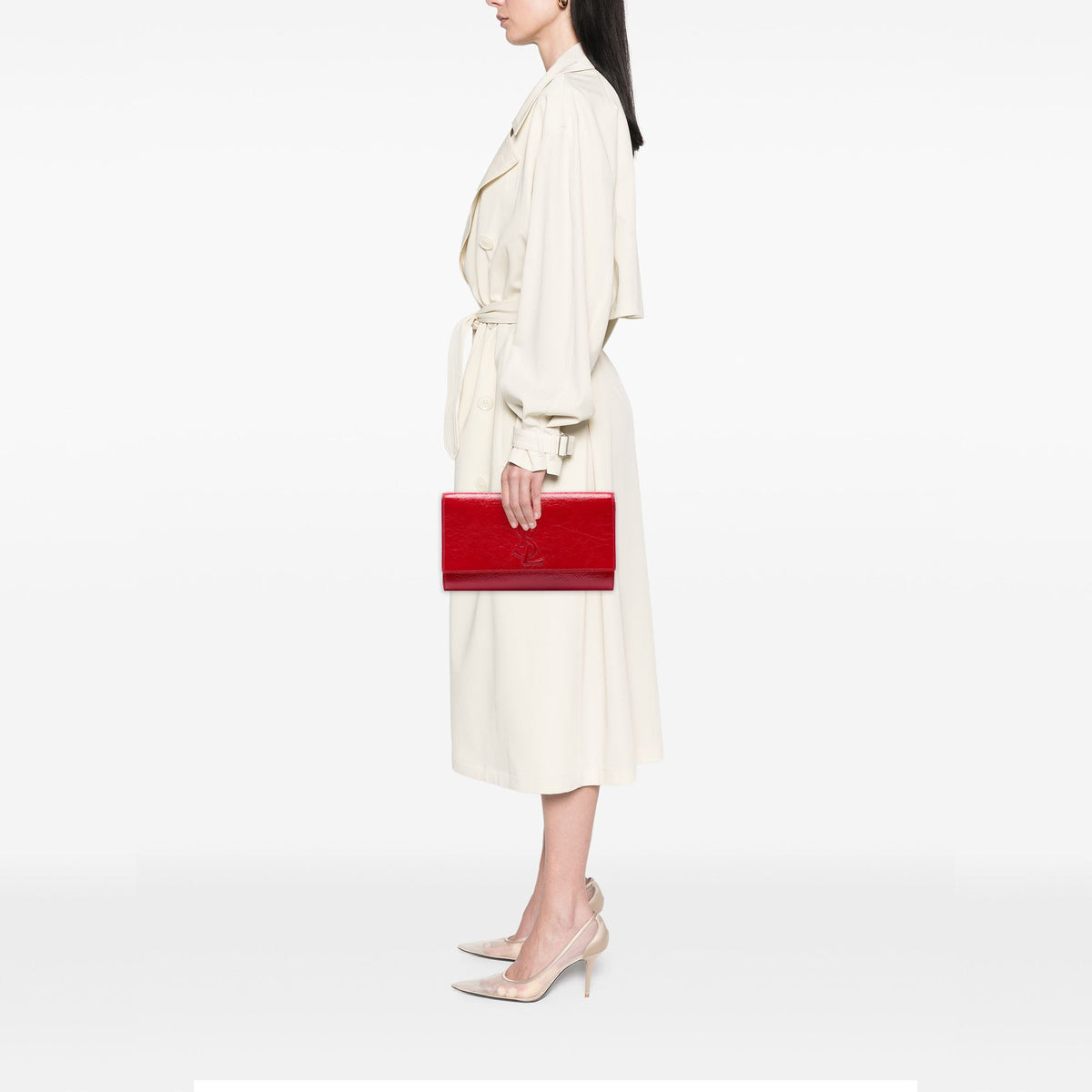 Saint Laurent Large Textured Patent Monogram Belle De Jour Clutch