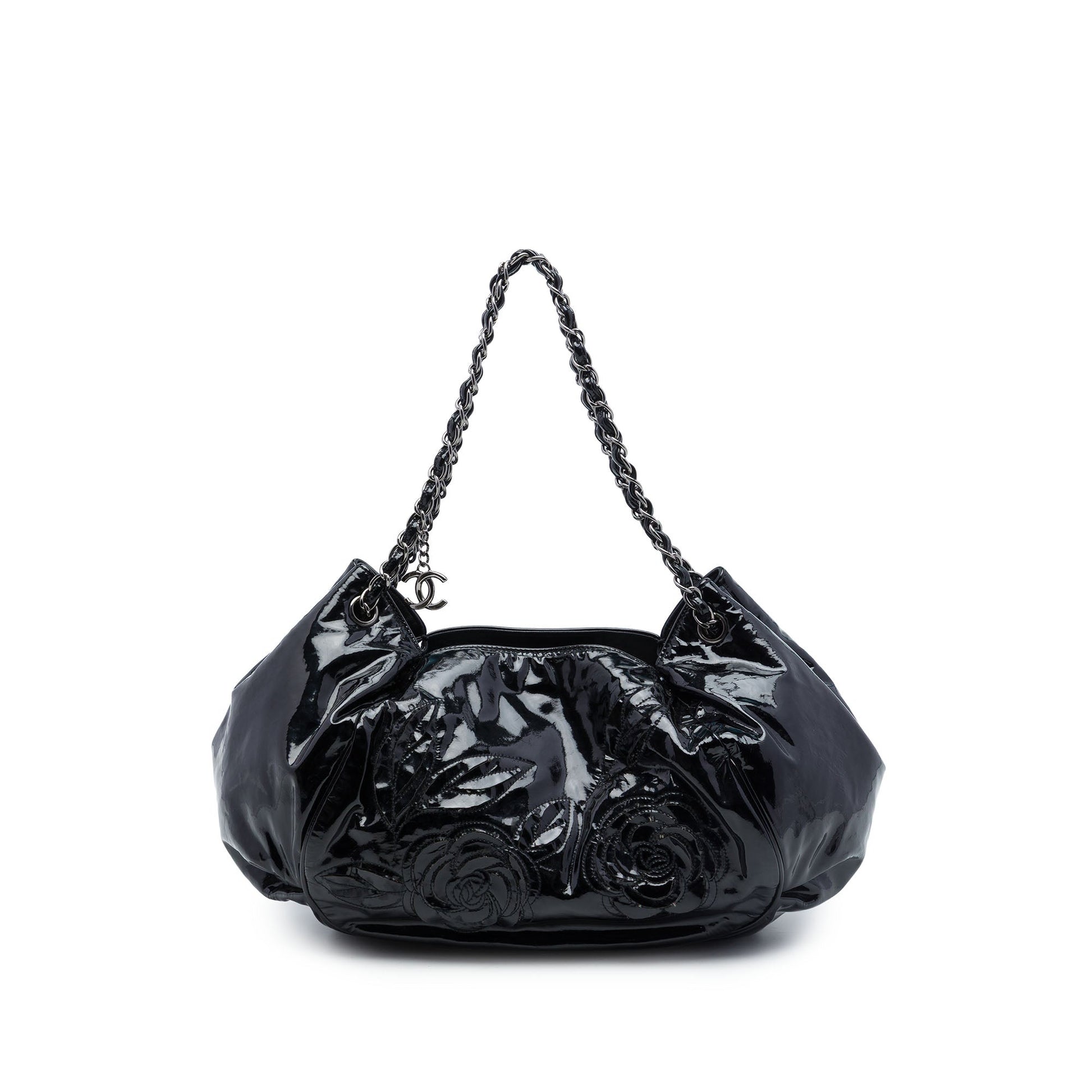 Chanel Patent Accordion Camellia Tote
