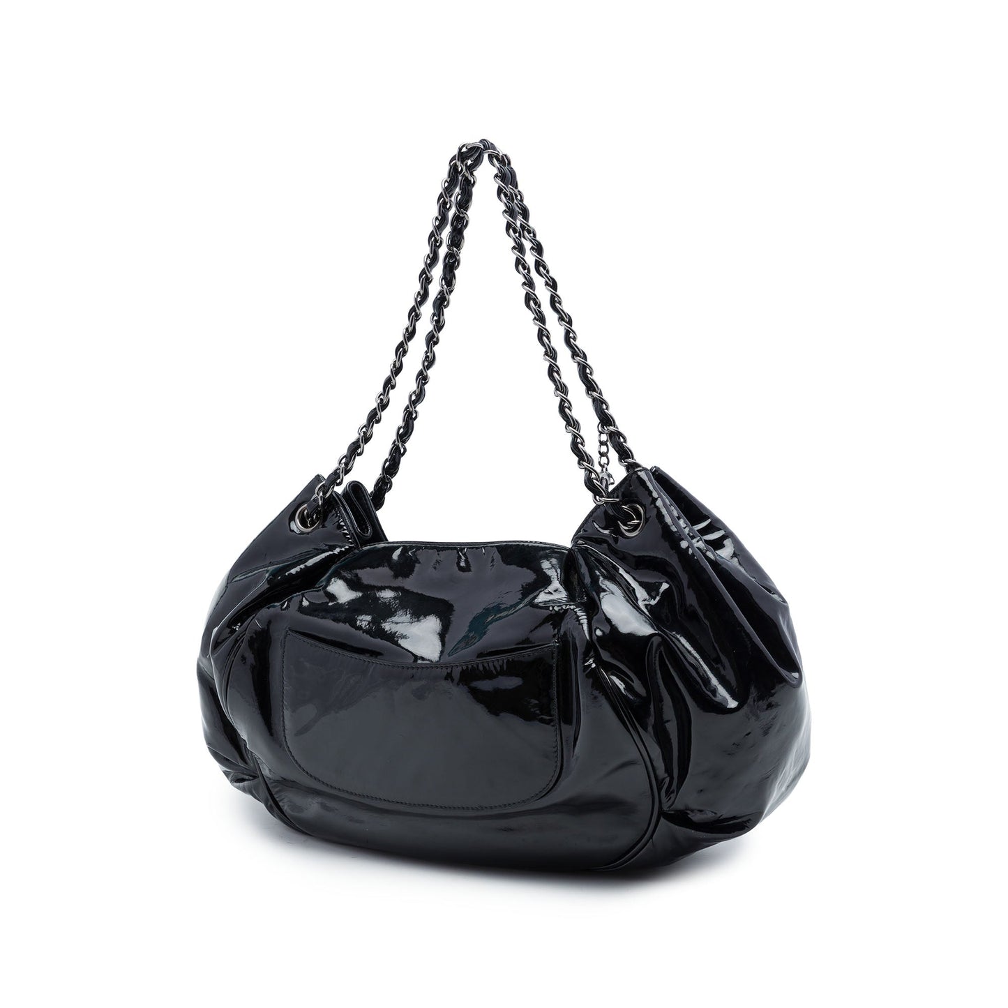 Chanel Patent Accordion Camellia Tote
