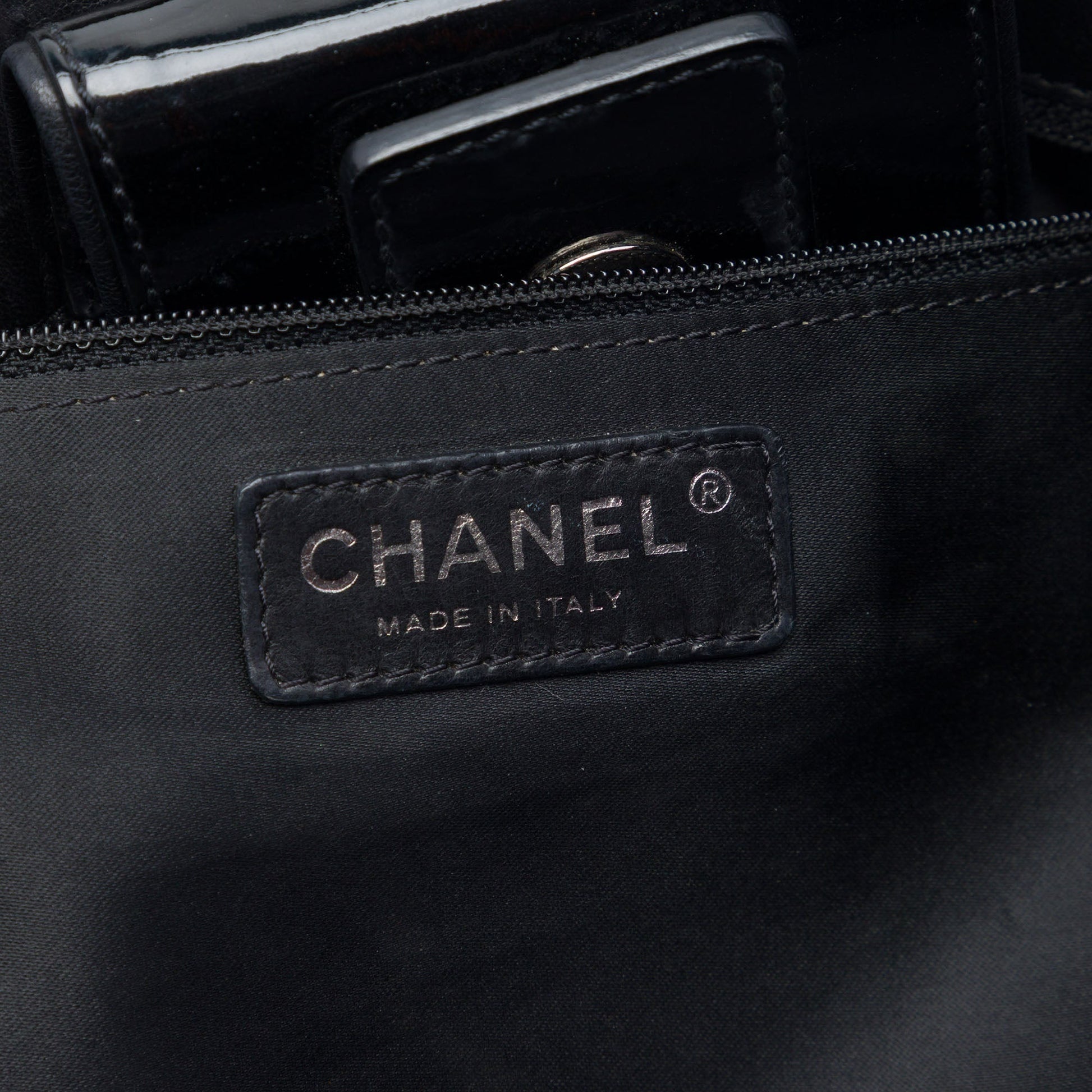 Chanel Patent Accordion Camellia Tote