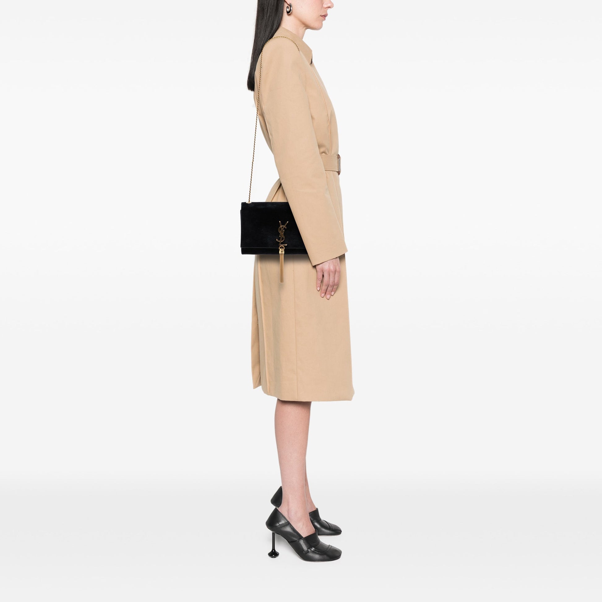 Saint Laurent Medium Suede Monogram Kate Tassel Crossbody