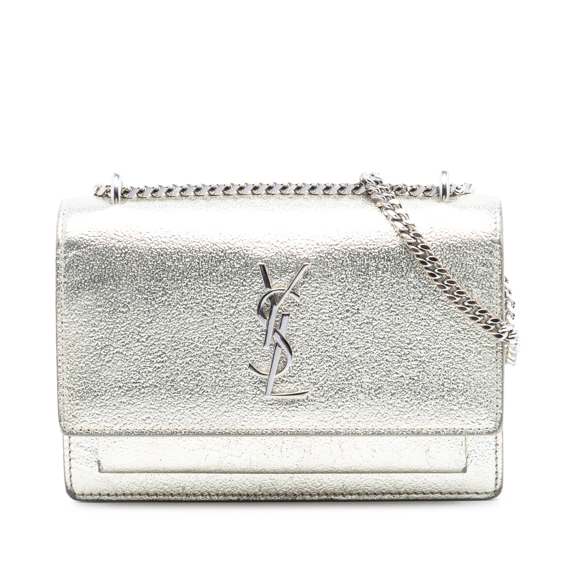 Saint Laurent Mini Metallic Calfskin Monogram Sunset Wallet on Chain