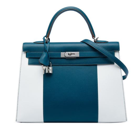 Hermès Bicolor Epsom Kelly Flag Sellier 35 — Blue