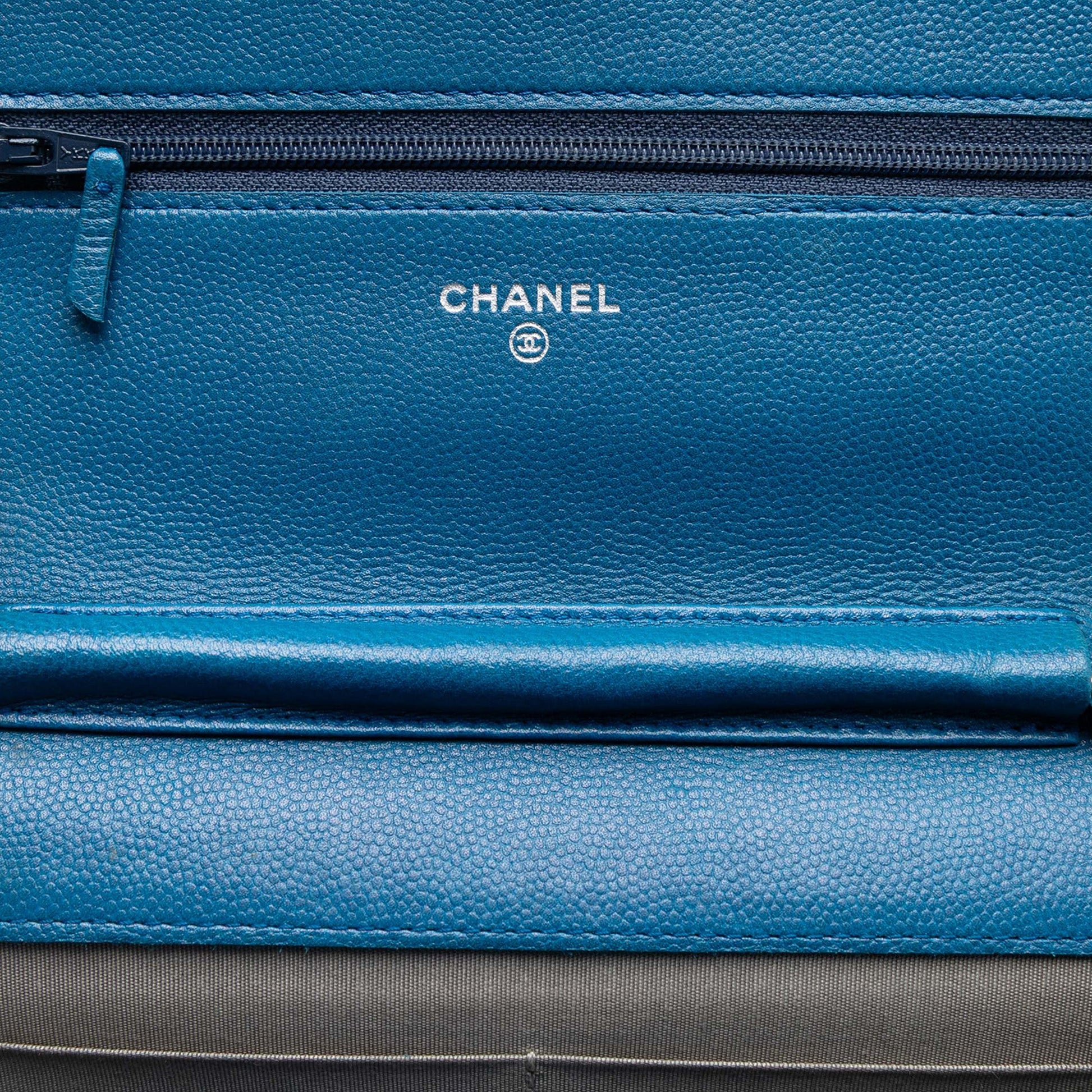 Chanel CC Caviar Sevruga Wallet On Chain