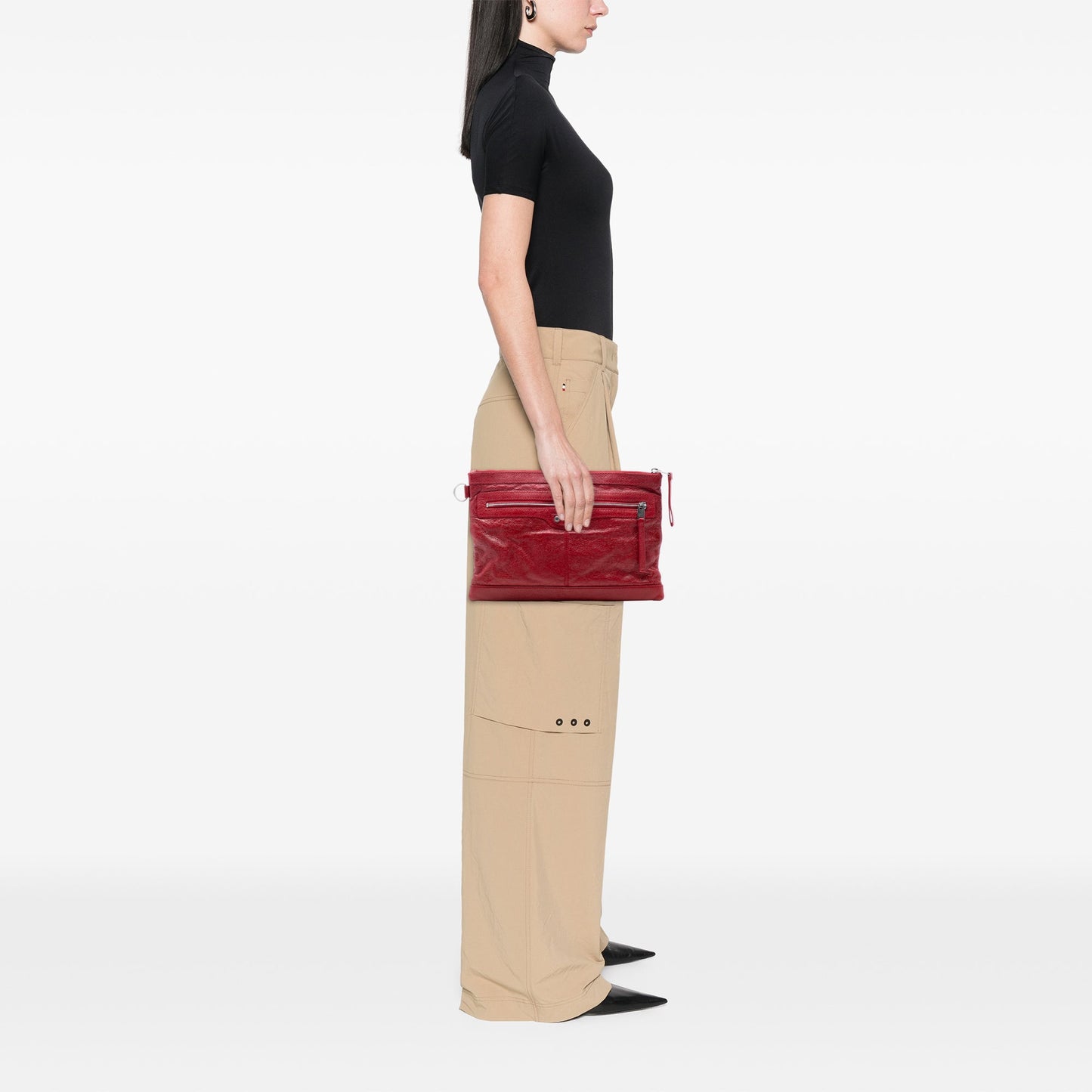 Balenciaga Lambskin Motocross Classic Clip M Clutch