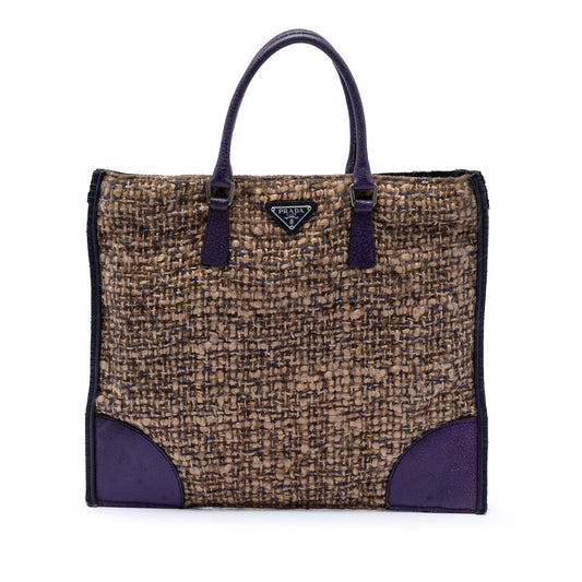 Prada Cinghiale Trimmed Viscose Flat Tote