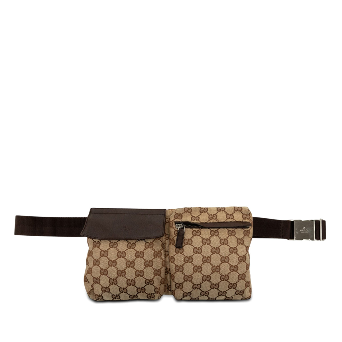 Gucci GG Canvas Double Pocket Belt Bag