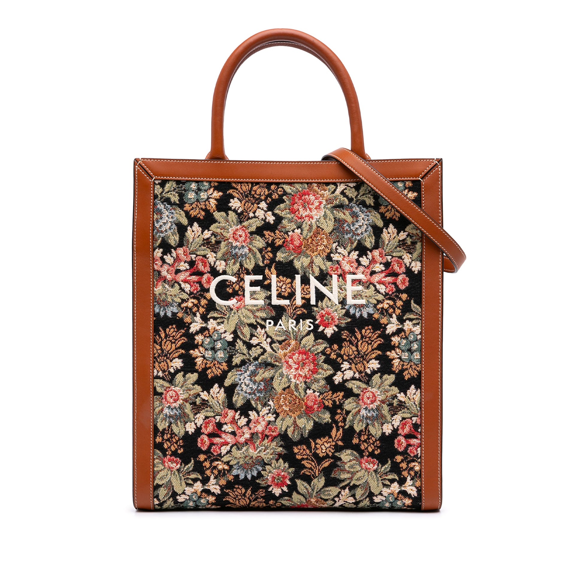 Celine Small Floral Jacquard Vertical Cabas