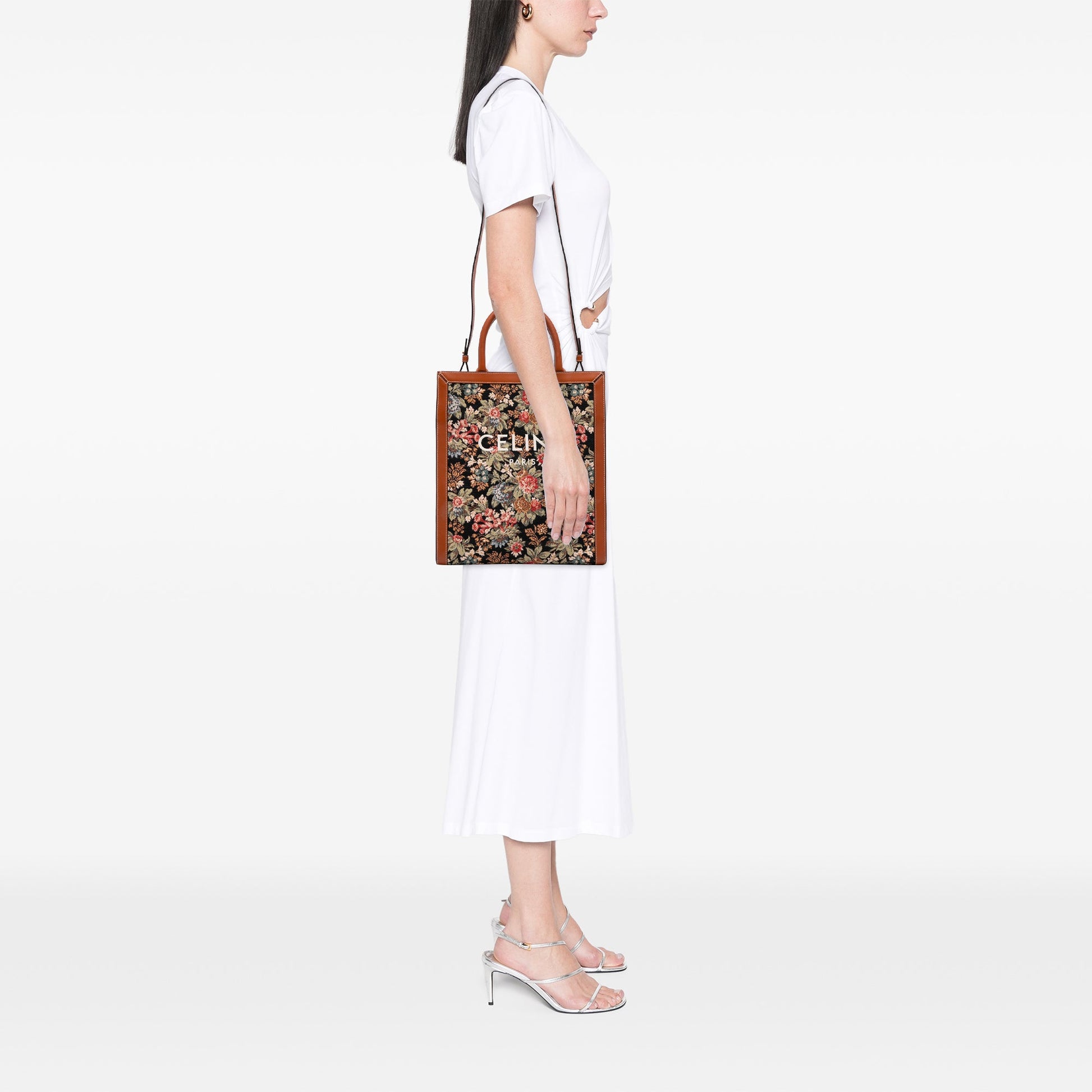 Celine Small Floral Jacquard Vertical Cabas