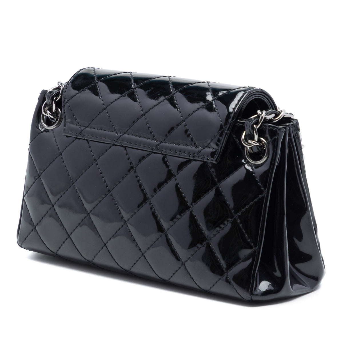 Chanel Small CC Quilted Patent Accordion Double Flap