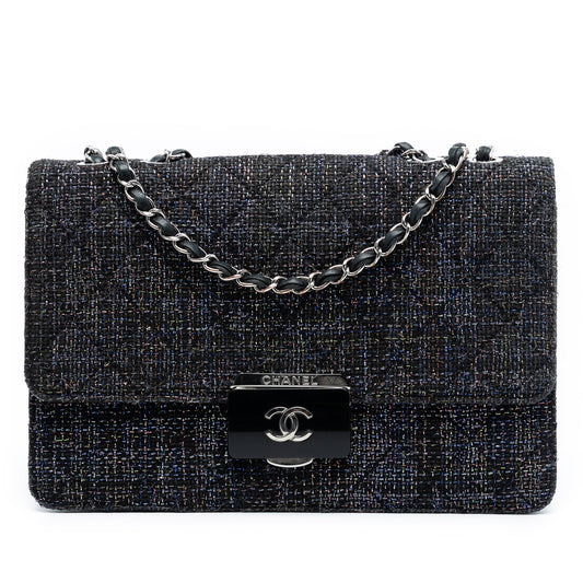 Chanel Large Quilted Tweed Beauty Lock Flap