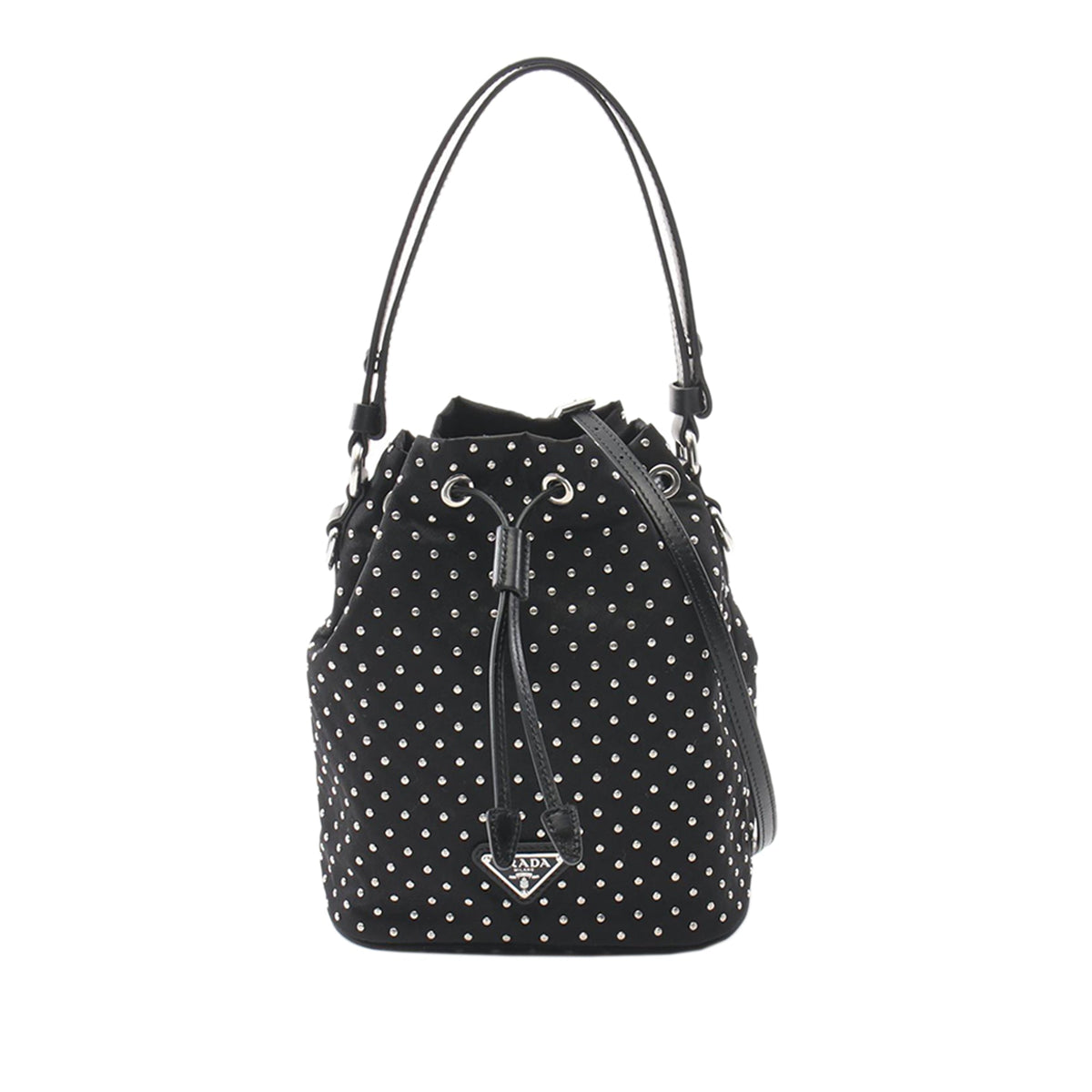 Prada Studded Tessuto Bucket Bag