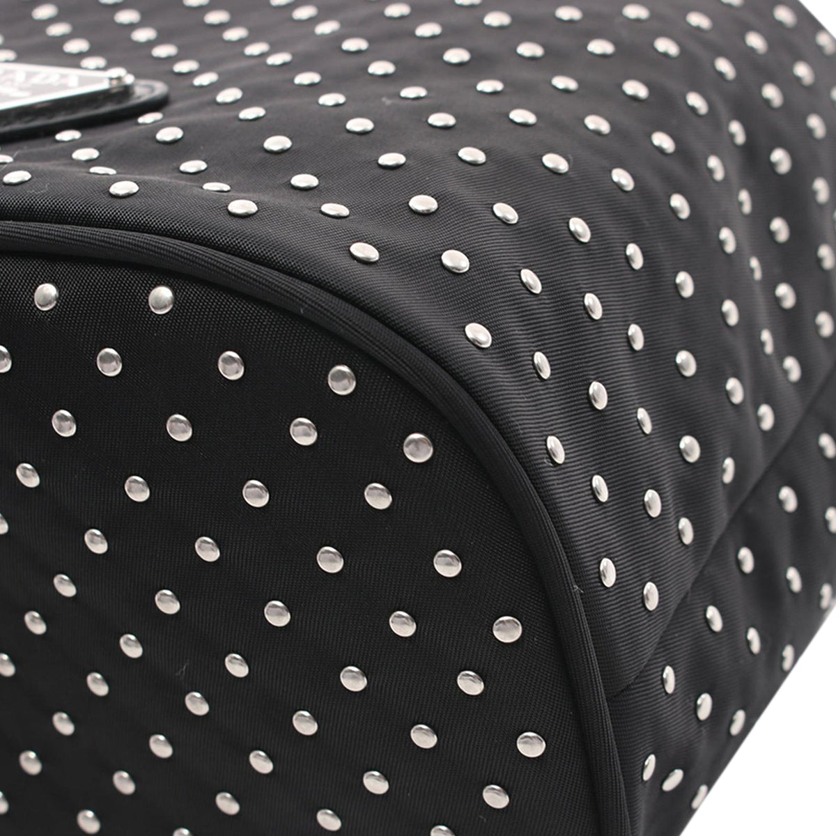 Prada Studded Tessuto Bucket Bag