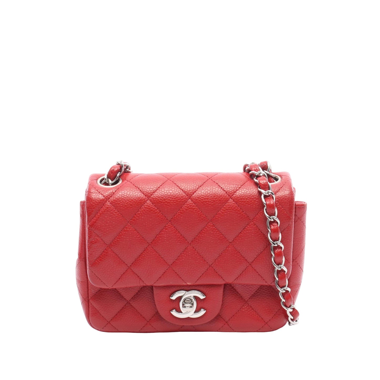 Chanel CHANEL Mini Matelasse Shoulder Bag leather Calfskin (cowhide) Red Used Women