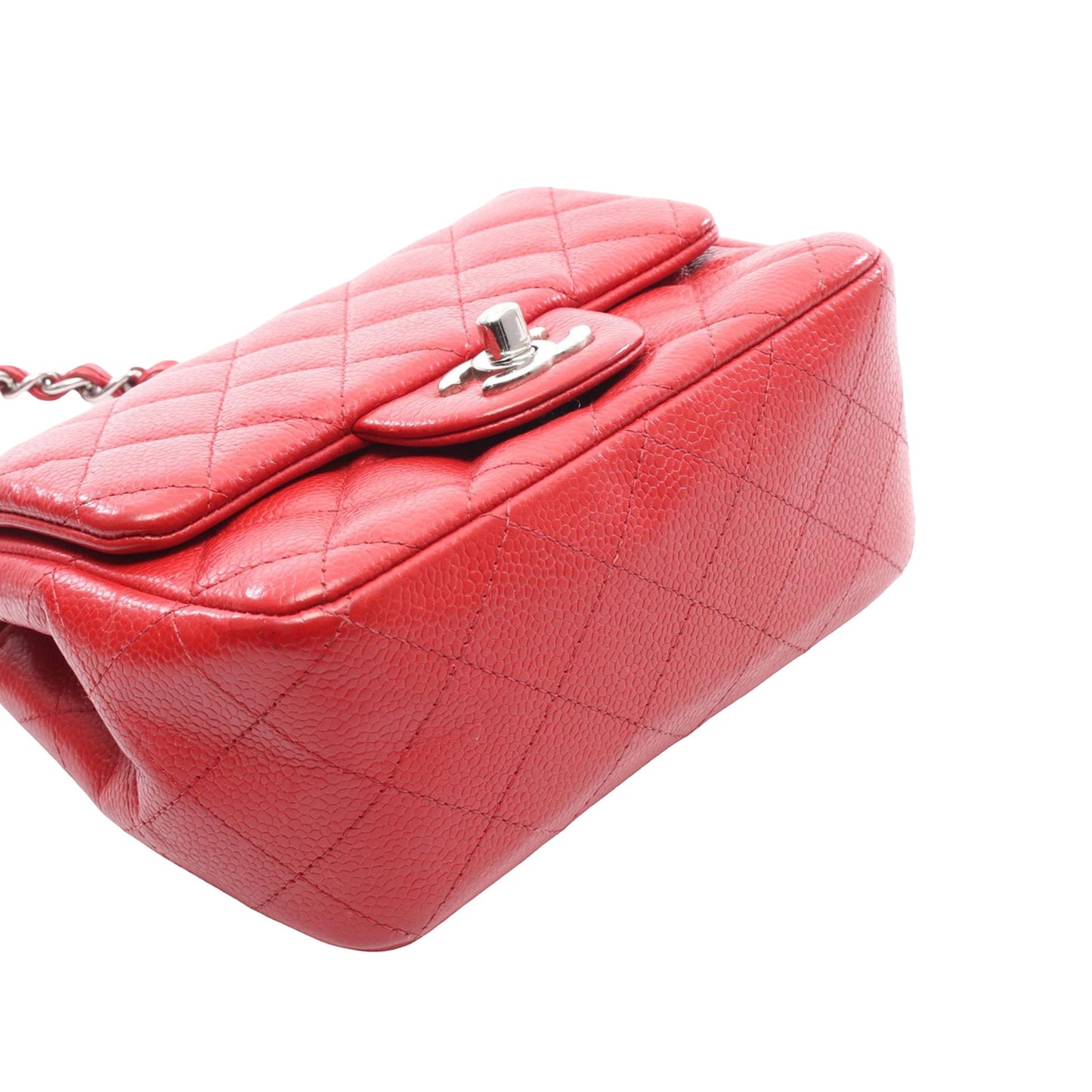 Chanel CHANEL Mini Matelasse Shoulder Bag leather Calfskin (cowhide) Red Used Women