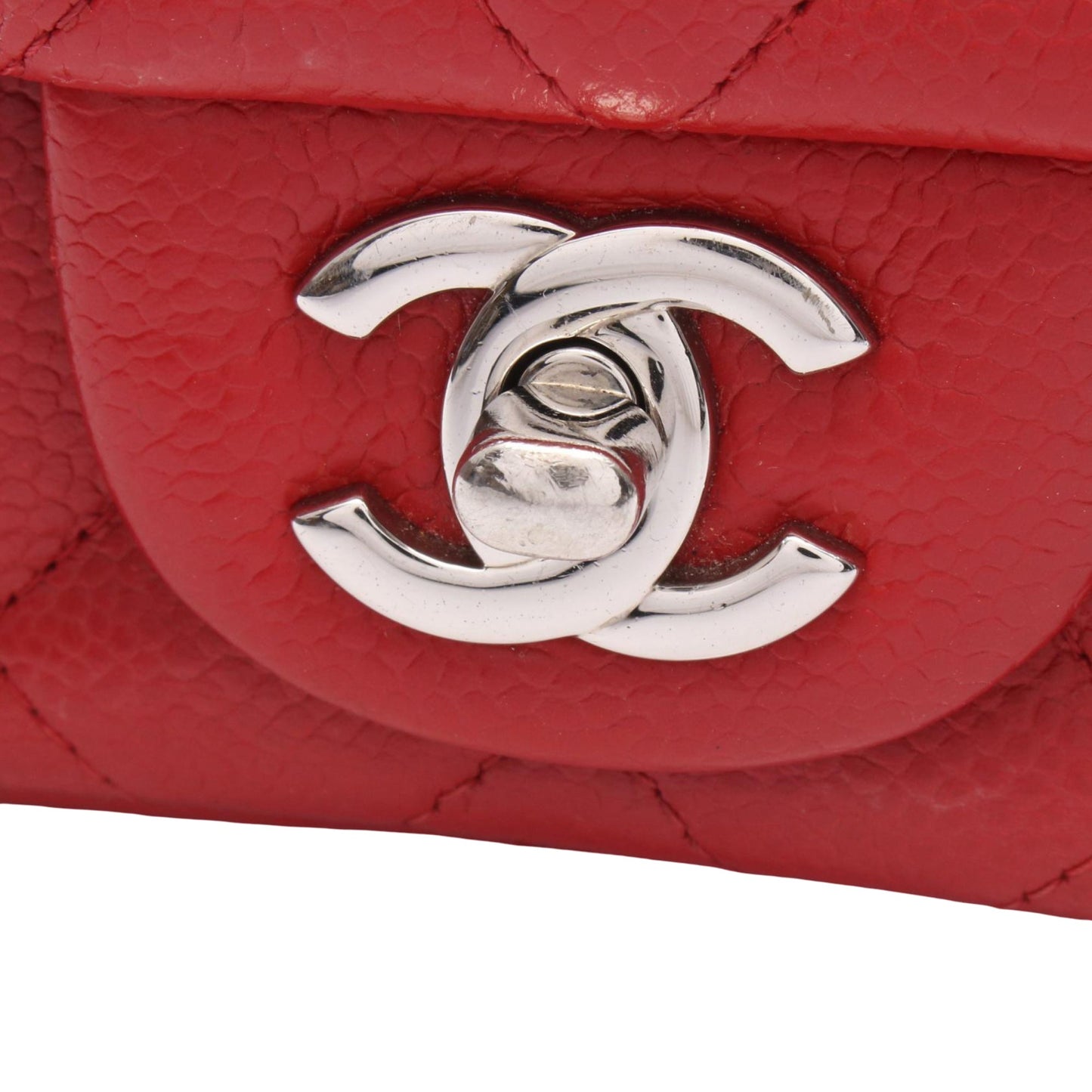 Chanel CHANEL Mini Matelasse Shoulder Bag leather Calfskin (cowhide) Red Used Women