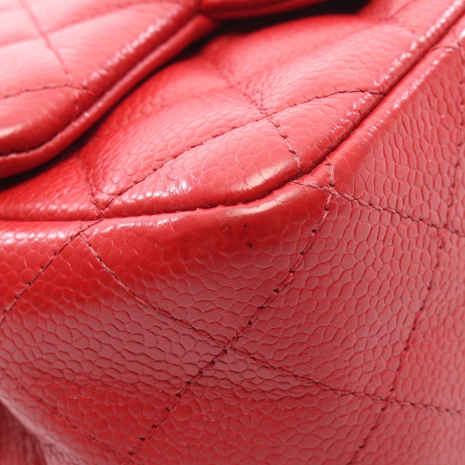 Chanel CHANEL Mini Matelasse Shoulder Bag leather Calfskin (cowhide) Red Used Women