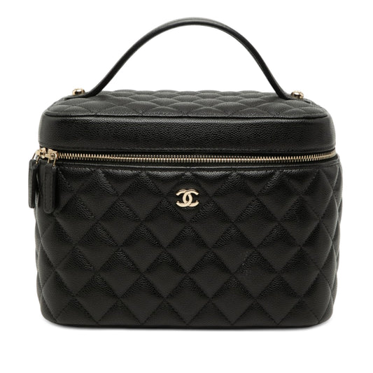 Chanel Medium CC Quilted  Caviar Vanity Case
