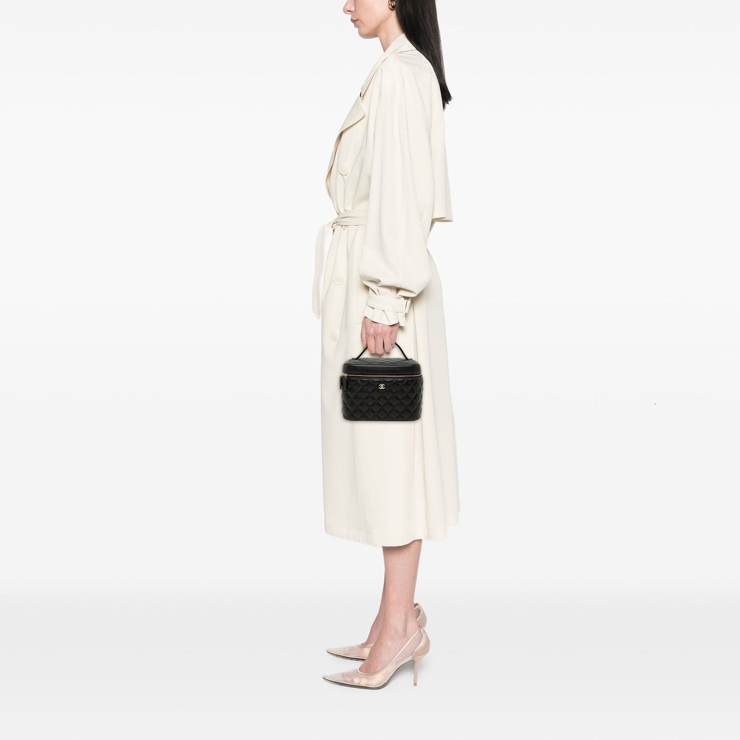 Chanel Medium CC Quilted  Caviar Vanity Case