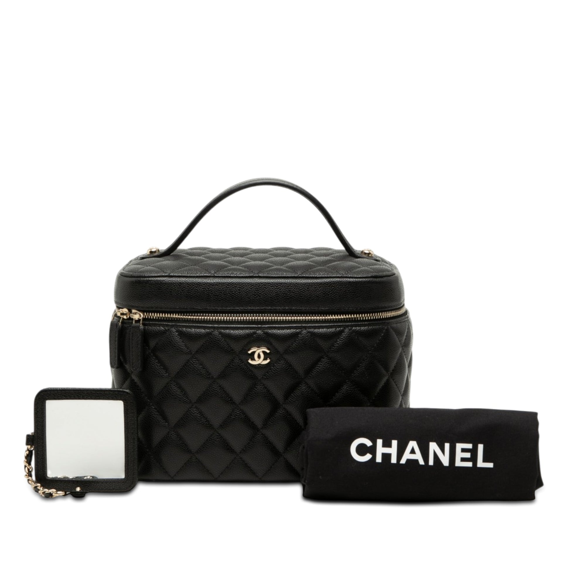 Chanel Medium CC Quilted  Caviar Vanity Case