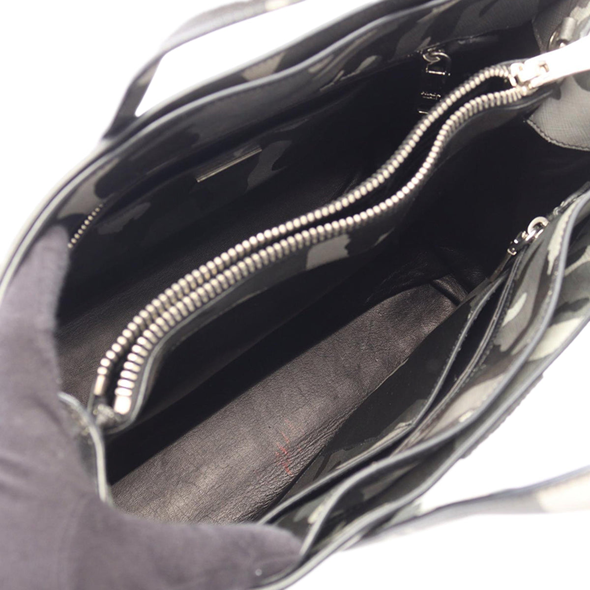 Prada Saffiano Camouflage Soft Triple Pocket Tote — Gray