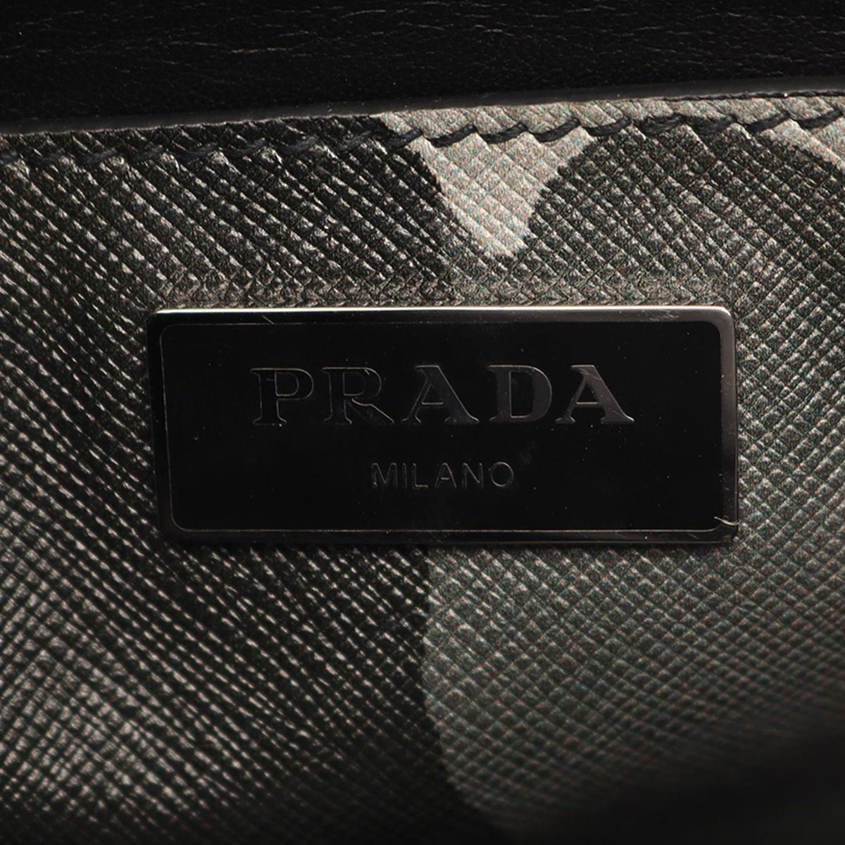 Prada Saffiano Camouflage Soft Triple Pocket Tote — Gray