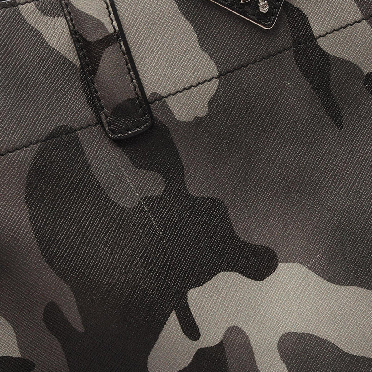 Prada Saffiano Camouflage Soft Triple Pocket Tote — Gray