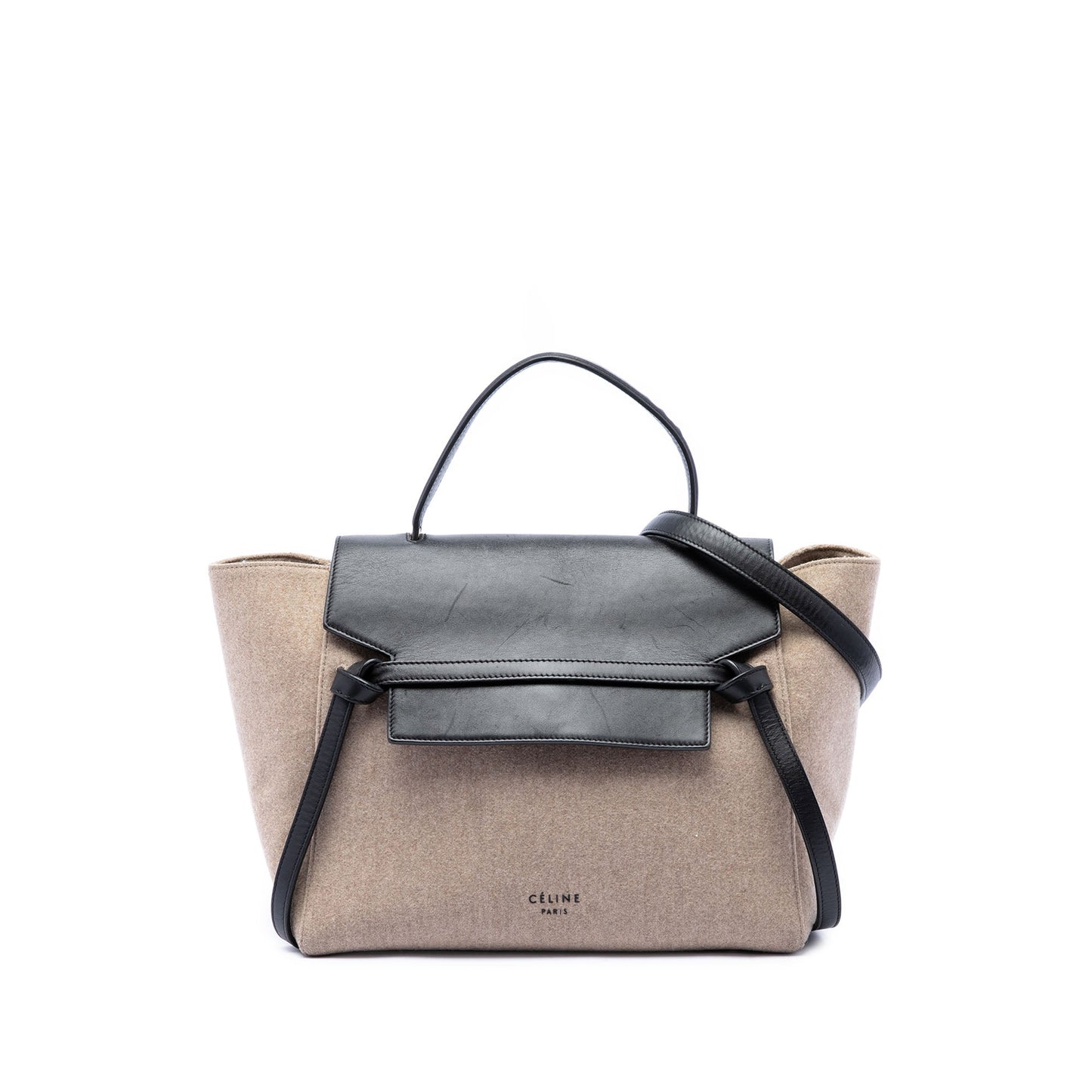 Celine Mini Felt and Calfskin Belt Satchel