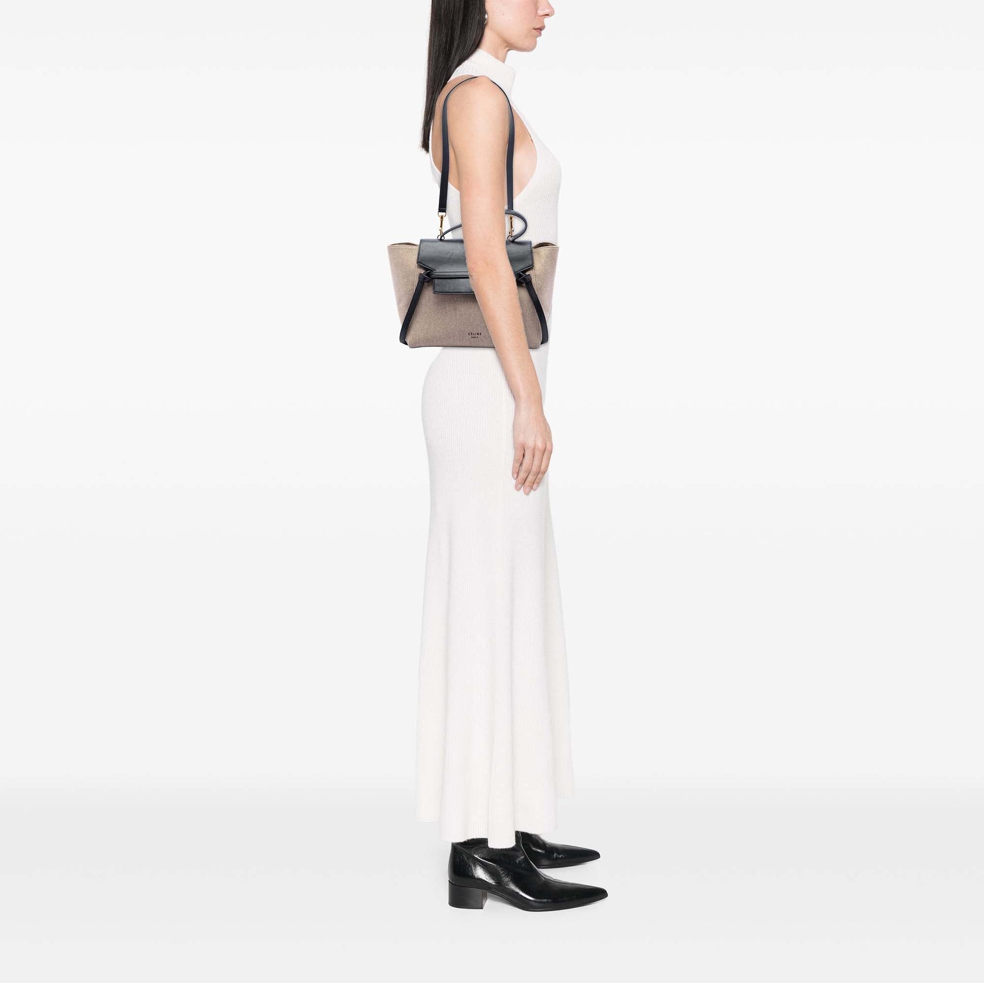 Celine Mini Felt and Calfskin Belt Satchel