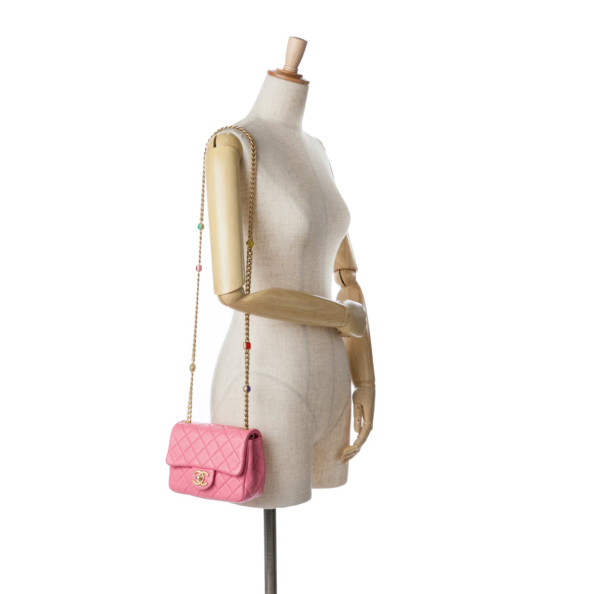Chanel Mini Square Lambskin Pearl Samba Flap