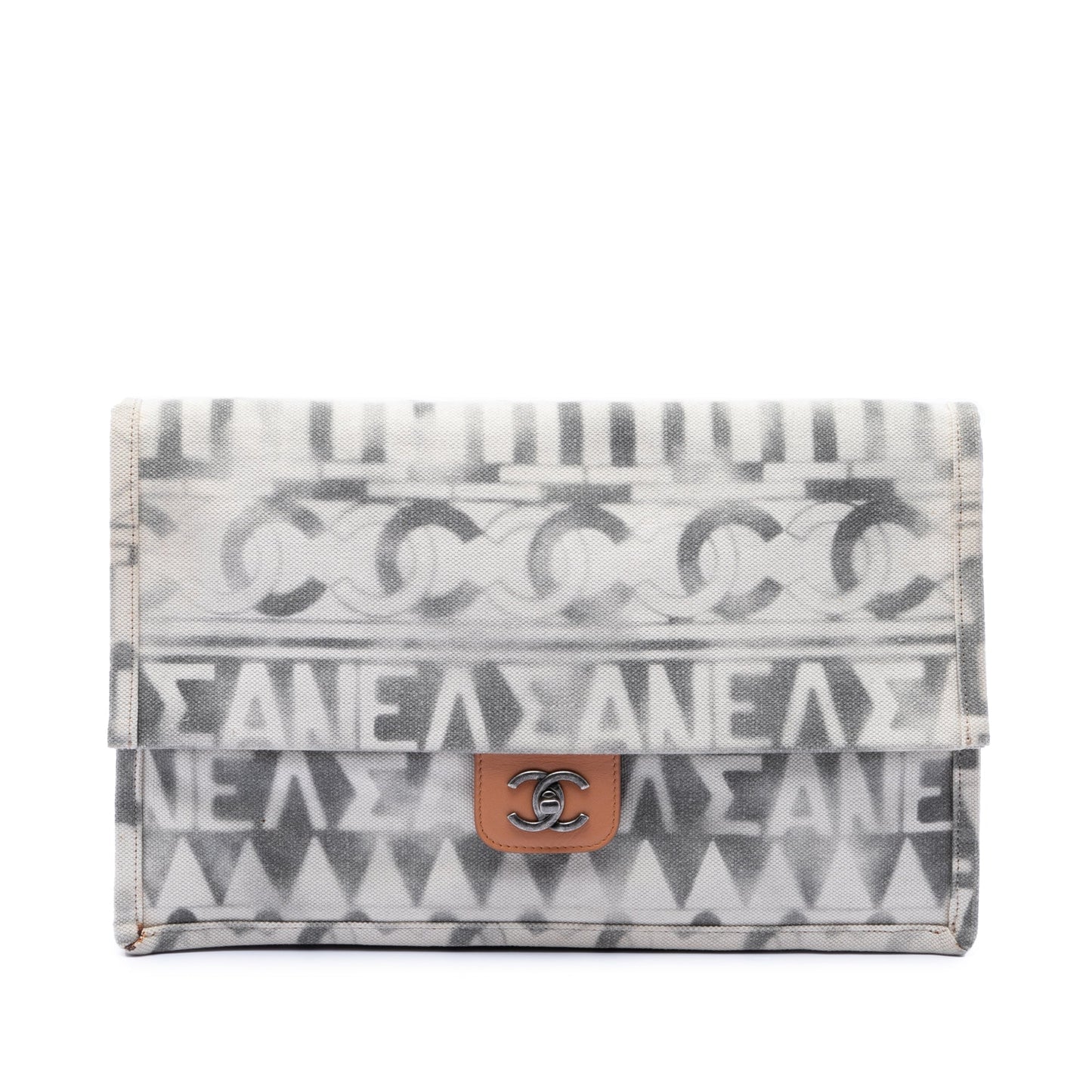 Chanel Paris Greece Canvas Iliad Greek Clutch