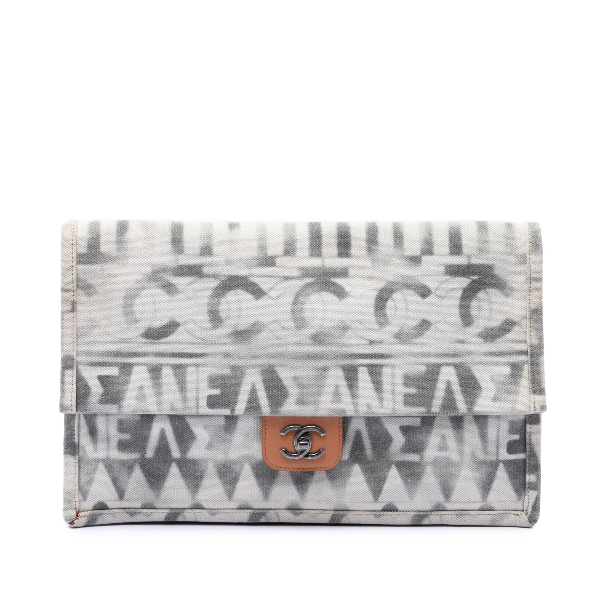 Chanel Paris Greece Canvas Iliad Greek Clutch
