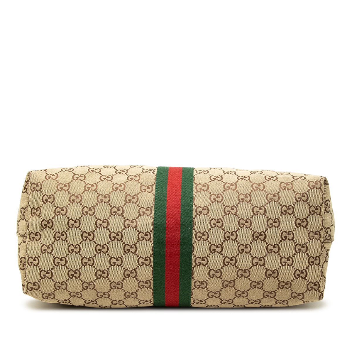 Gucci Large GG Canvas Web Giglio Tote — Beige