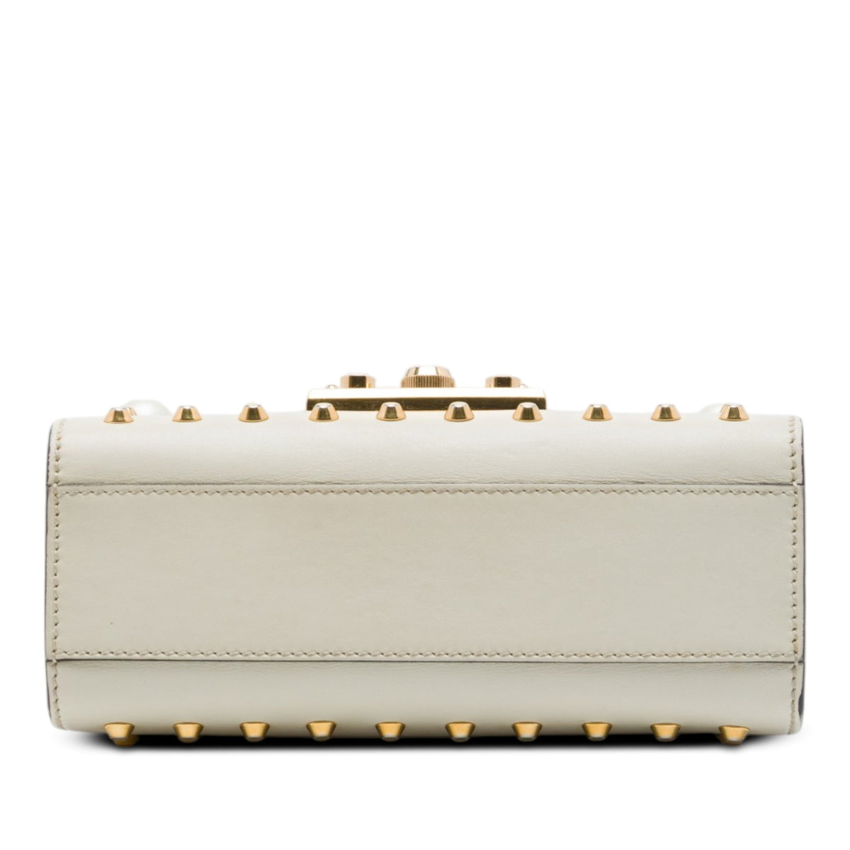 Gucci Small Pearl Studded Leather Padlock Crossbody