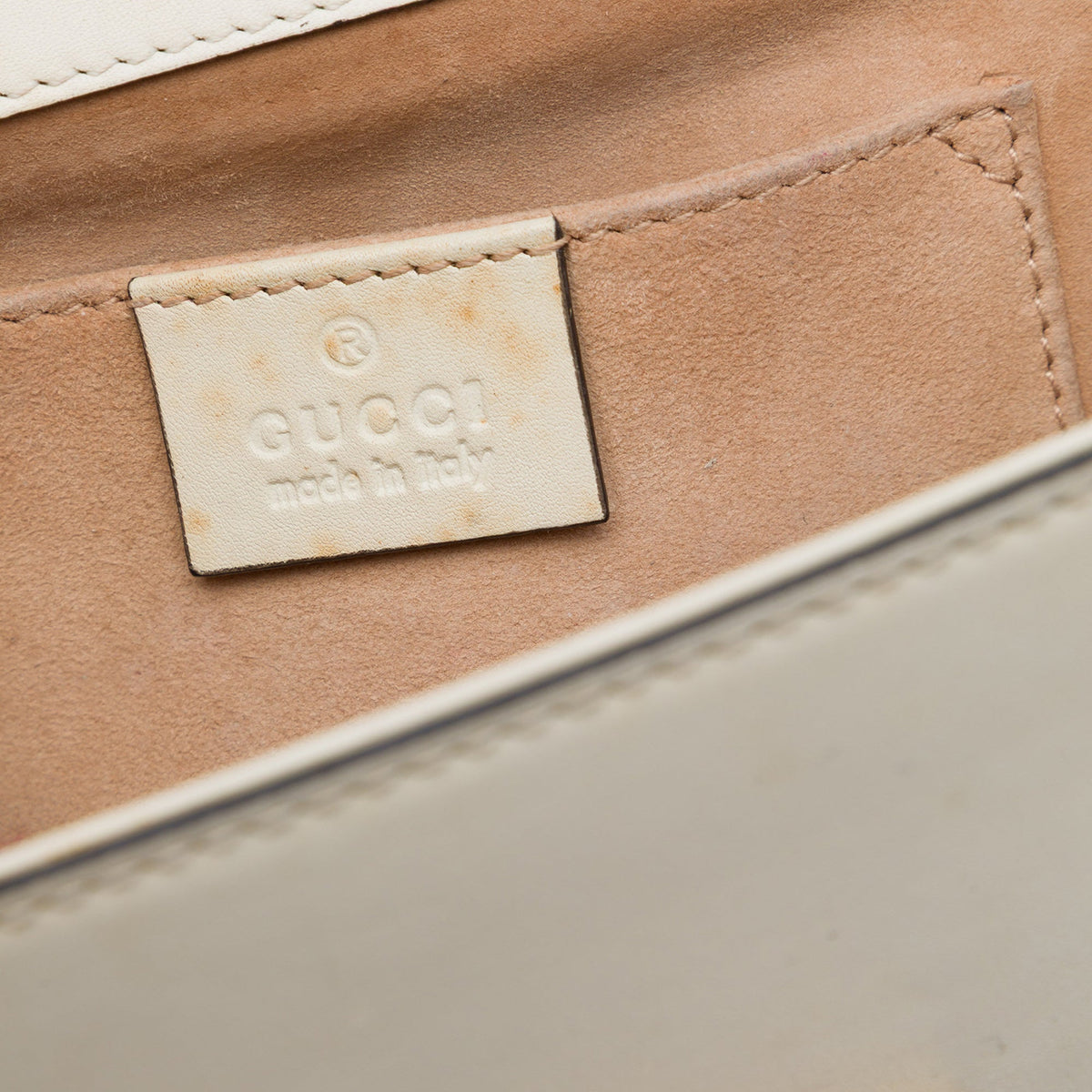 Gucci Small Pearl Studded Leather Padlock Crossbody