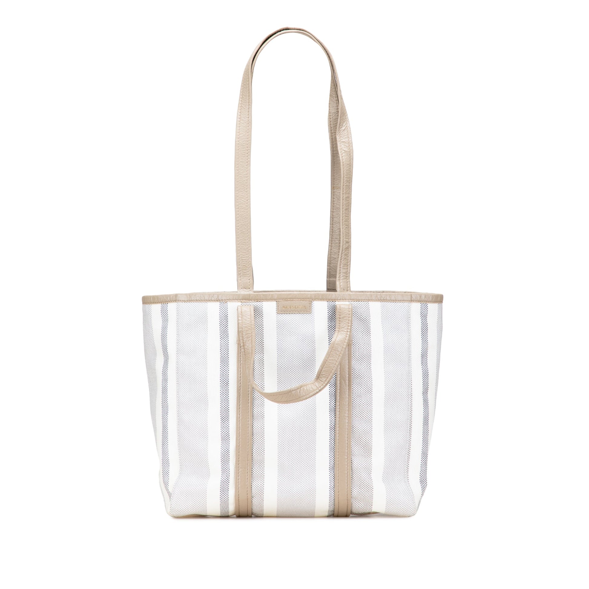 Balenciaga Medium Woven Calfskin Barbes East West Shopper Bag