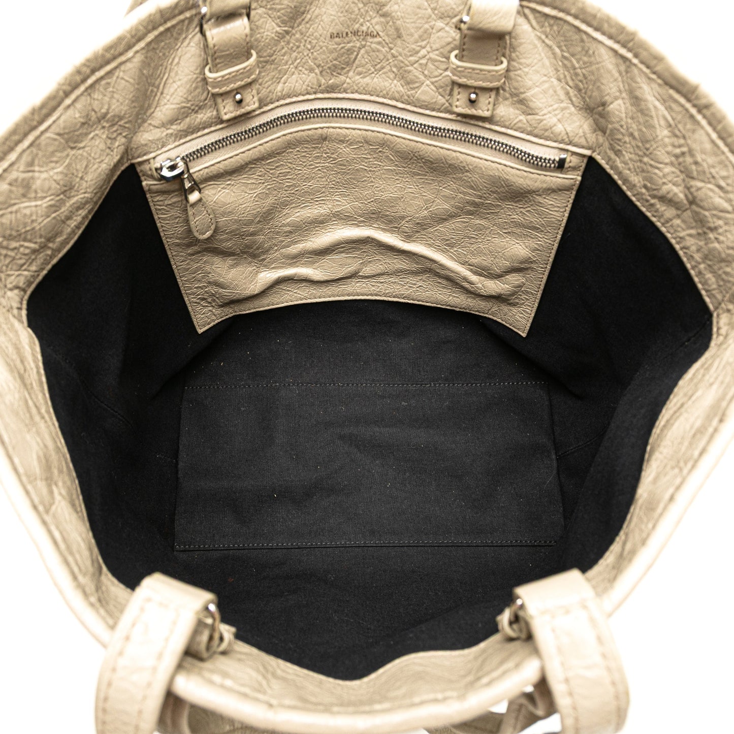 Balenciaga Medium Woven Calfskin Barbes East West Shopper Bag